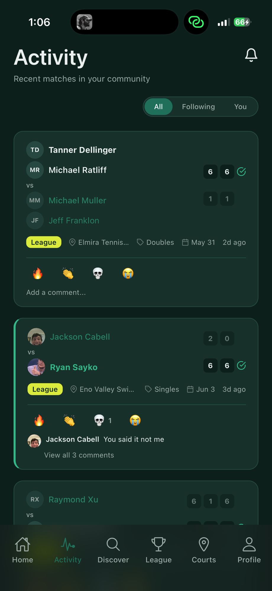 Courted activity feed