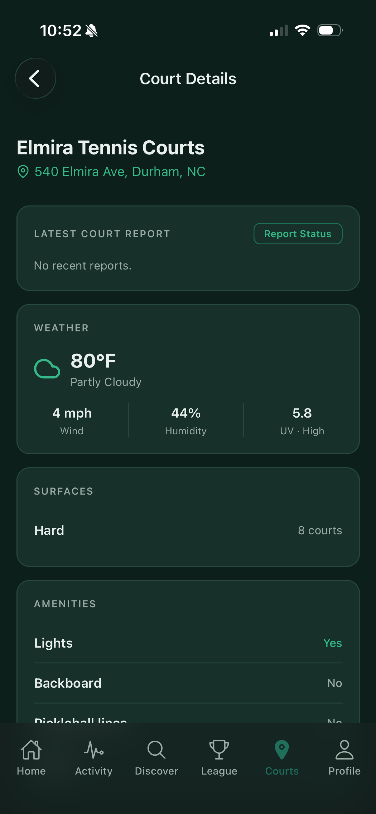 Courted court reports screen