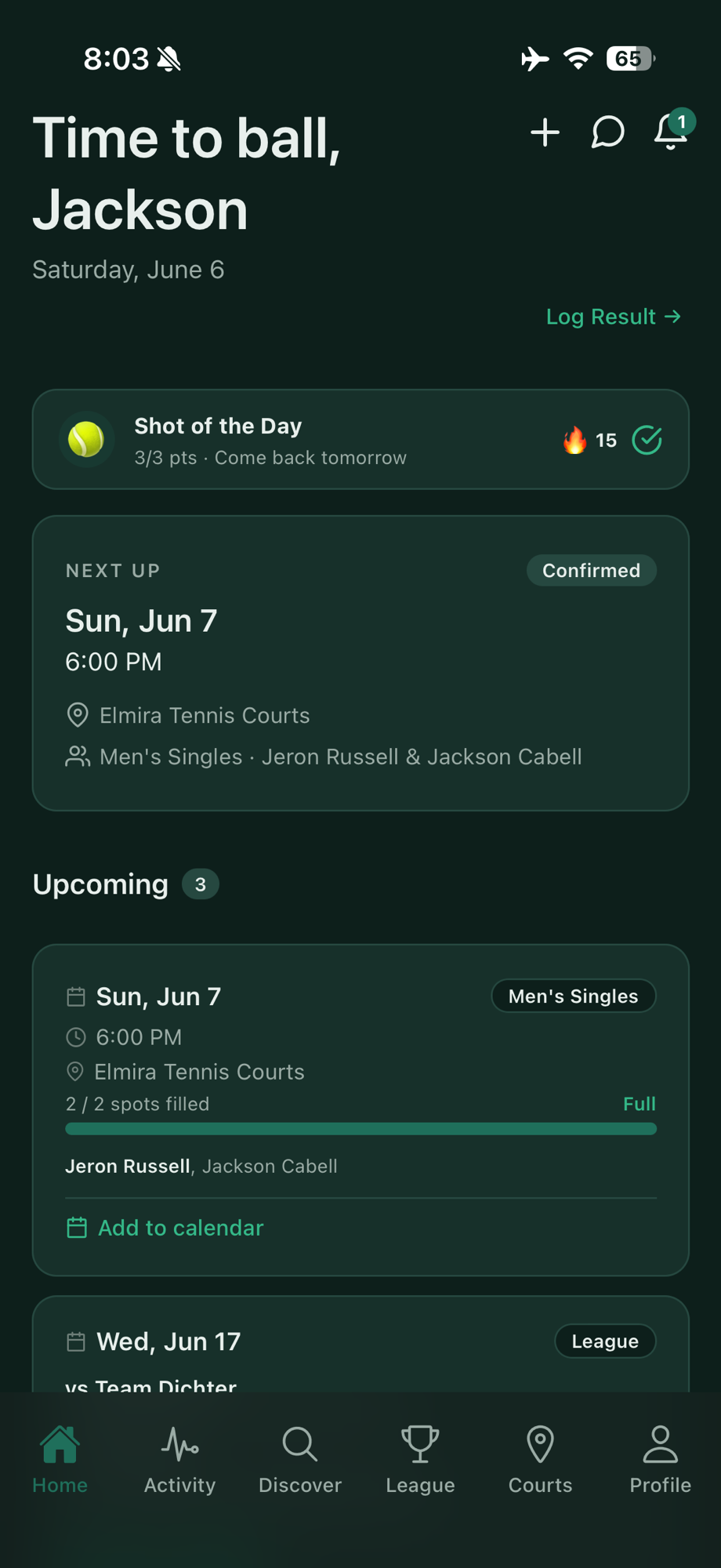 Courted home screen